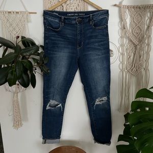 Distressed high waist skinny jeans